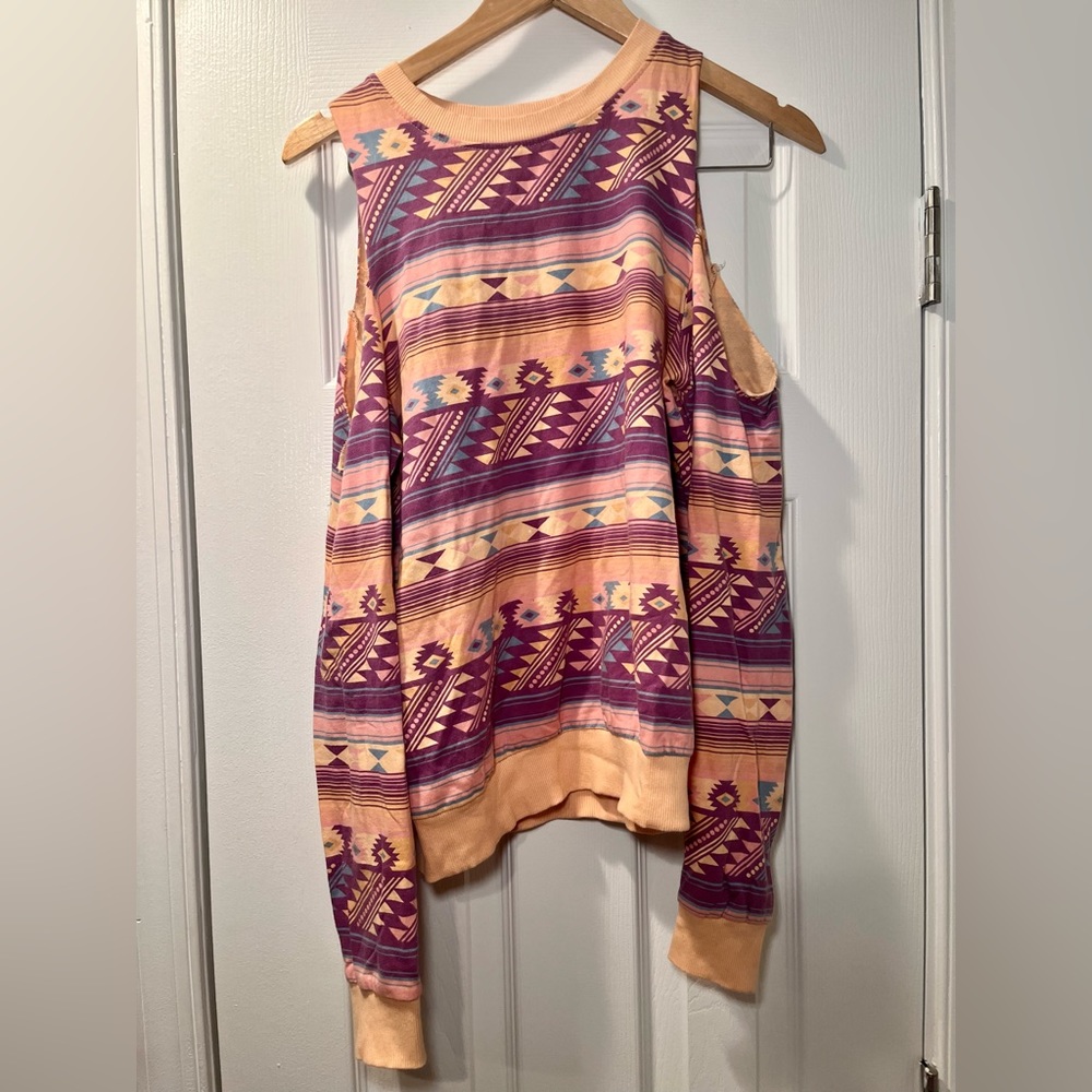 Urban Outfitters Colorful Printed Crewneck with Cutouts